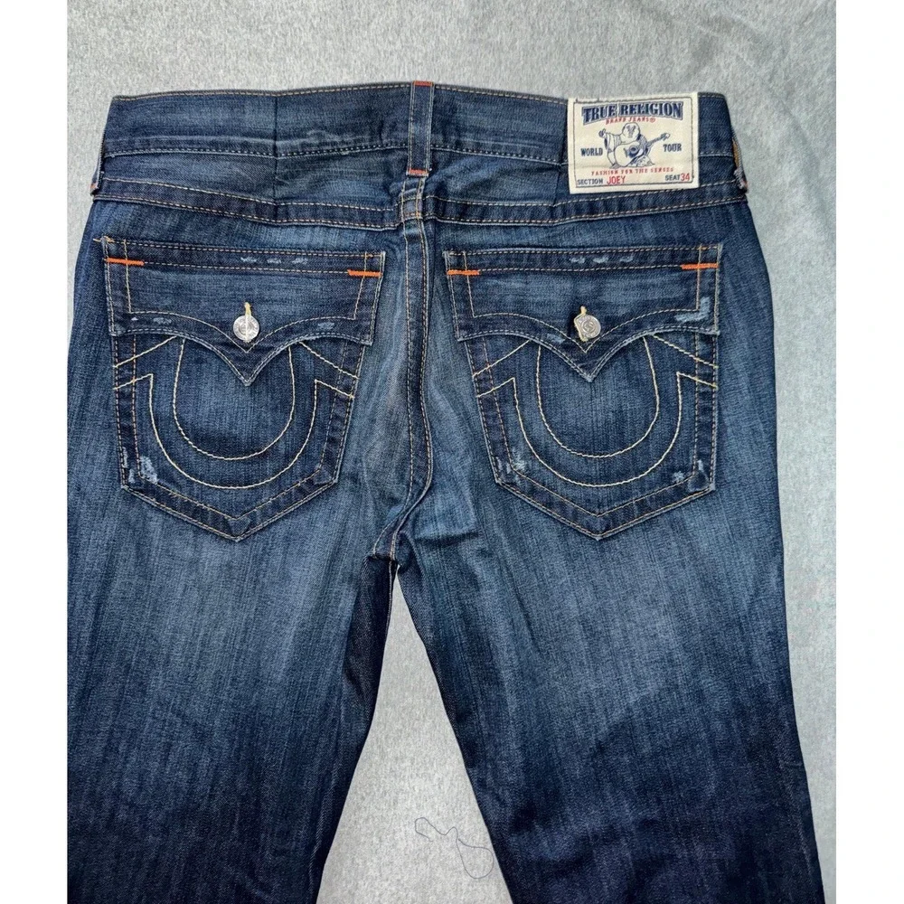 True Religion Joey Jeans Mens Blue Bootcut Dark Wash Denim Size‎ 38